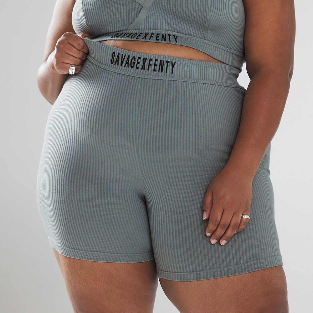 Savage x Fenty Deep‎ Grey Xssential Heavy Rib Logo Bike Short Women's 2X
